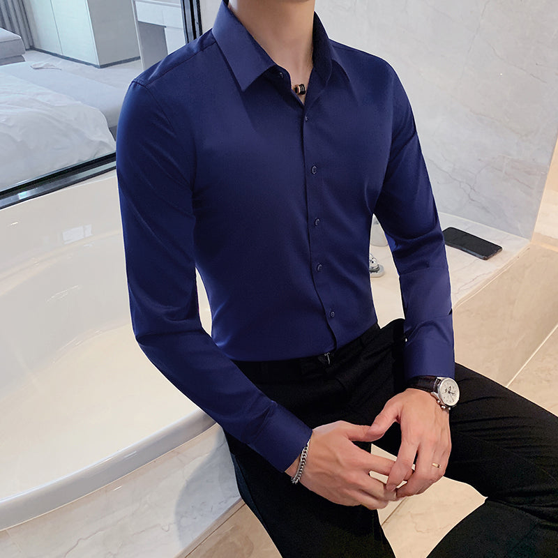 Zakenda | Chemise d'affaires élégante pour homme, coupe slim et col Kent