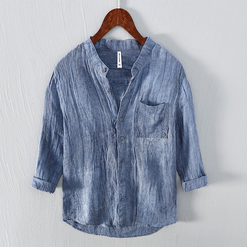 Zakenda | Chemise en lin bleu vintage