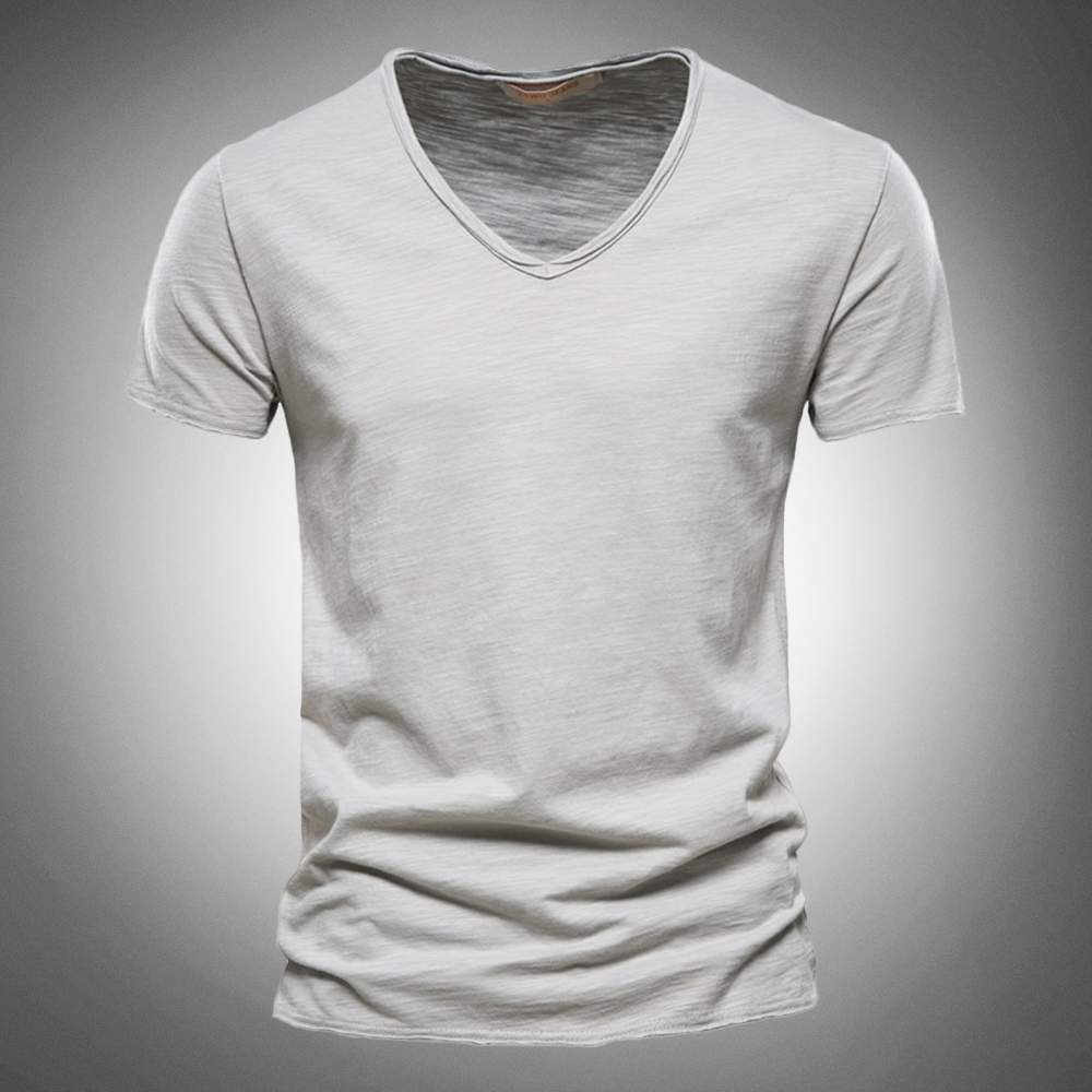 Zakenda | T-shirt classique à col en V bleu