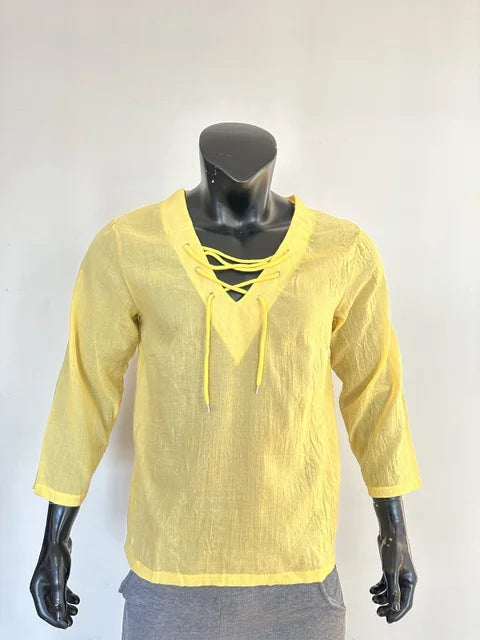 Zakenda | Boho Black Lace-Up Shirt