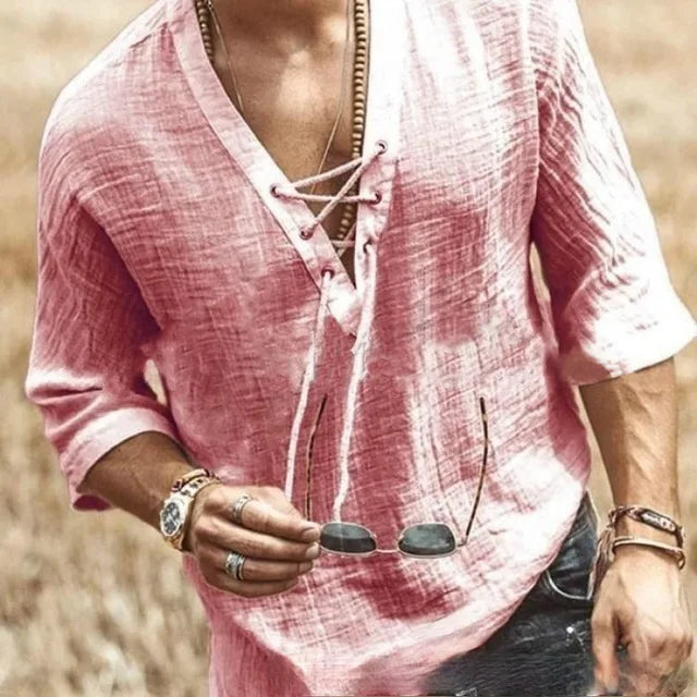 Zakenda | Boho Black Lace-Up Shirt