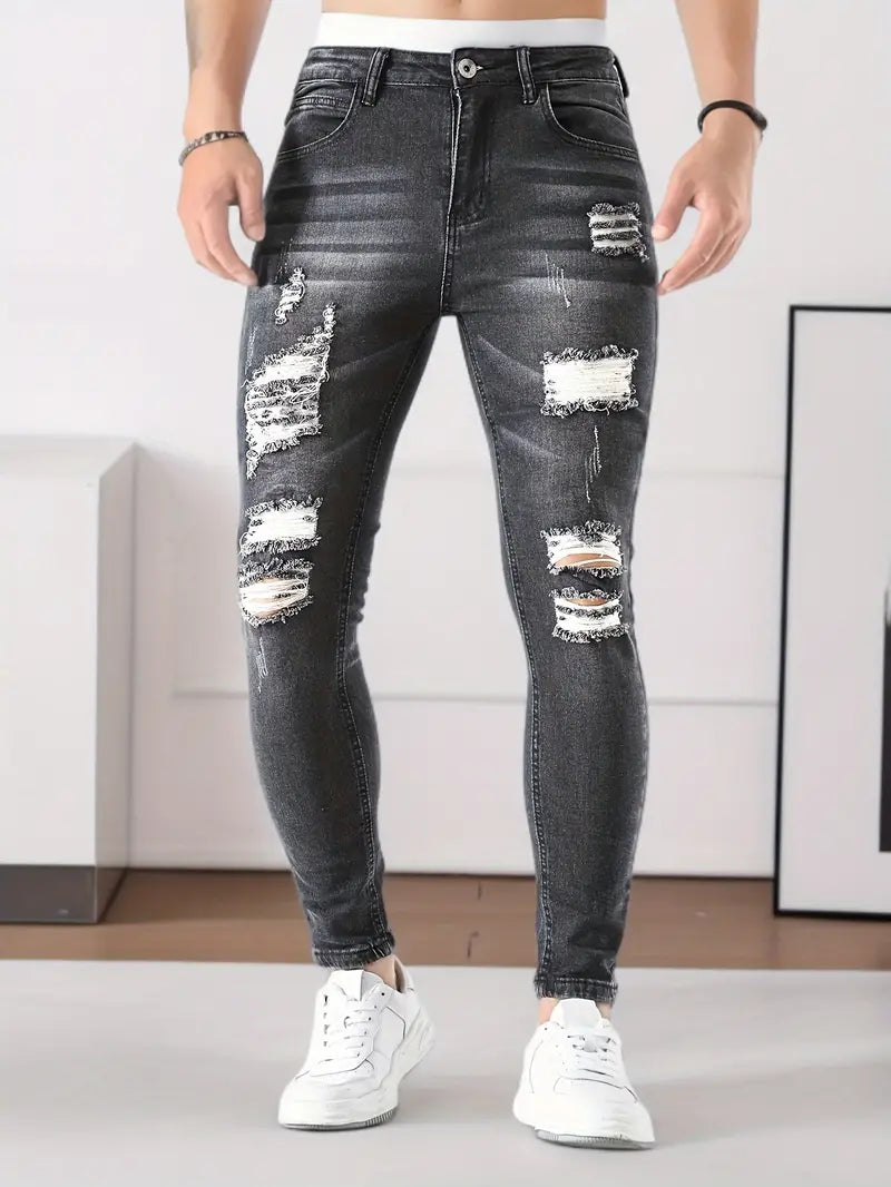 Zakenda | Gabriel - jeans à rayures déchirés et décontractés pour hommes
