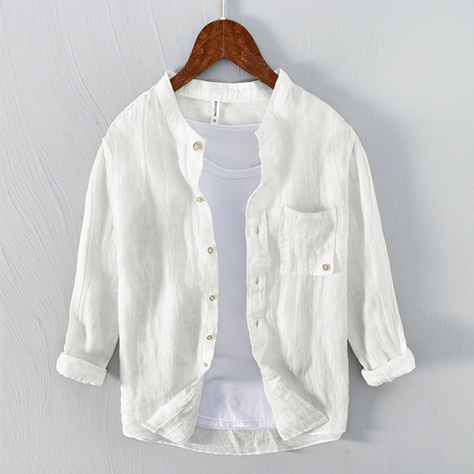 Zakenda | Chemise en lin bleu vintage