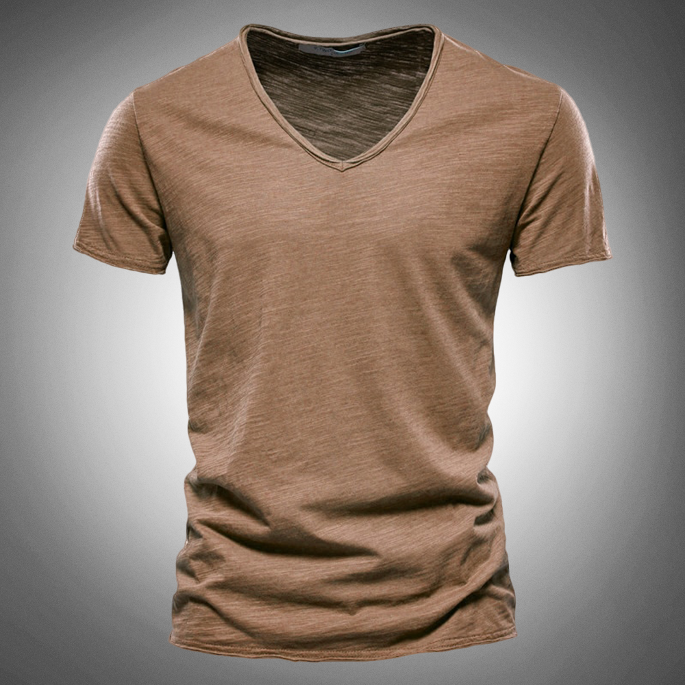 Zakenda | T-shirt classique à col en V bleu