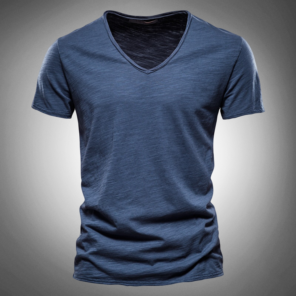Zakenda | T-shirt classique à col en V bleu