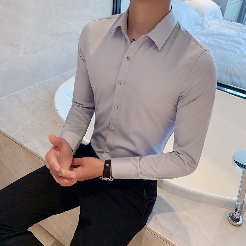 Zakenda | Chemise d'affaires élégante pour homme, coupe slim et col Kent