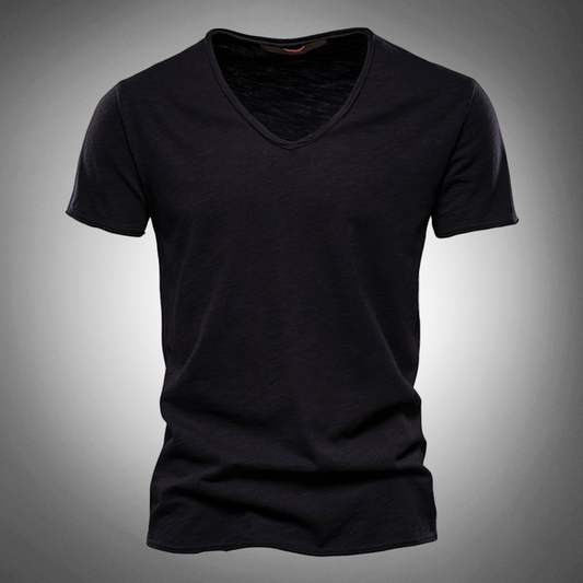 Zakenda | T-shirt classique à col en V bleu