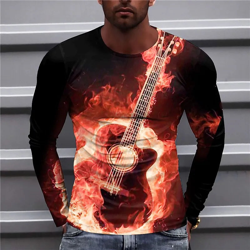 Zakenda | Chay - sweat-shirt bleu guitare pour homme