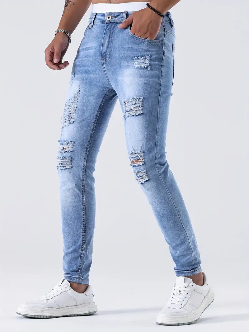 Zakenda | Gabriel - jeans à rayures déchirés et décontractés pour hommes