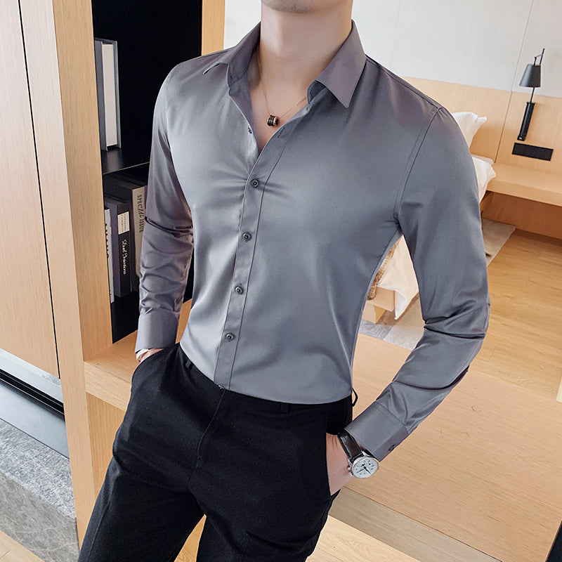 Zakenda | Chemise d'affaires élégante pour homme, coupe slim et col Kent