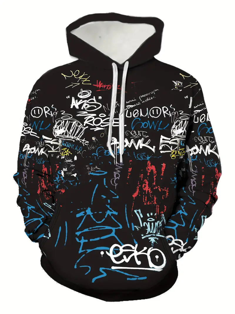 Zakenda | David - sweat à capuche imprimé doodle pour homme