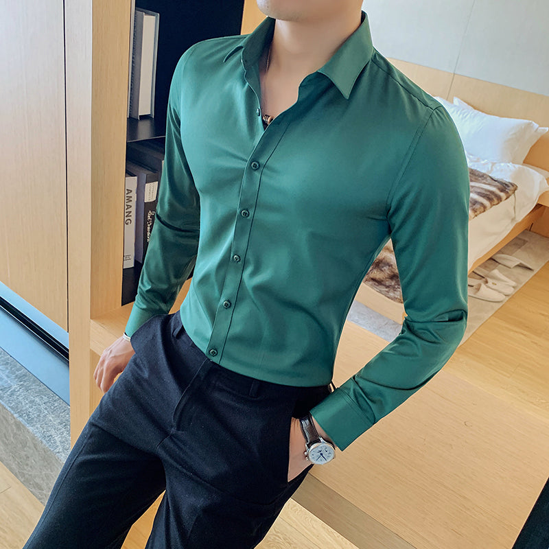 Zakenda | Chemise d'affaires élégante pour homme, coupe slim et col Kent