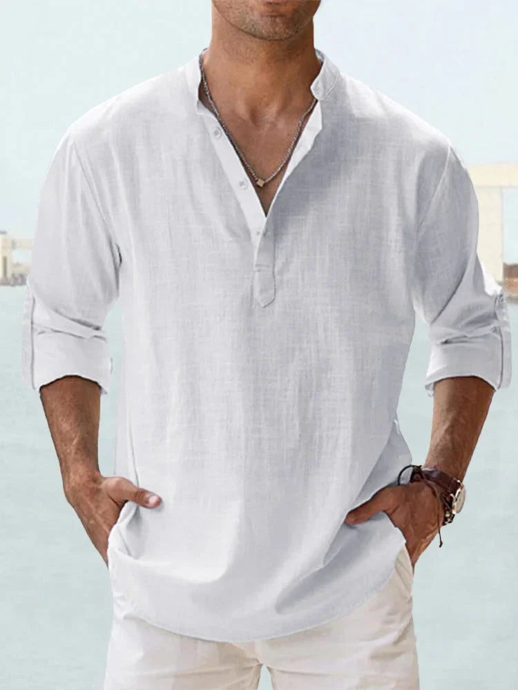 Zakenda | Chemise élégante en lin avec col