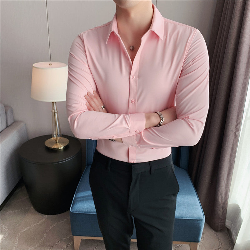 Zakenda | Chemise d'affaires élégante pour homme, coupe slim et col Kent