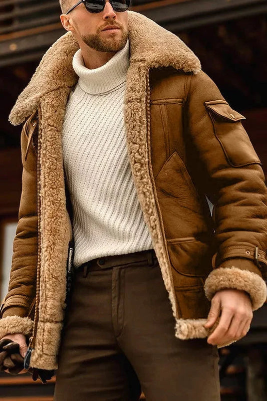 Zakenda | Hommes camel élégant blouson en cuir volant