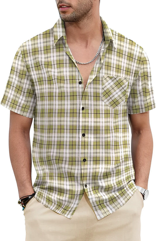 Zakenda | Chemise de plage d'été avec col en V et poche poitrine