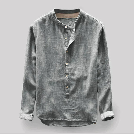 Zakenda | Chemise en denim pour homme à texture douce et col rond