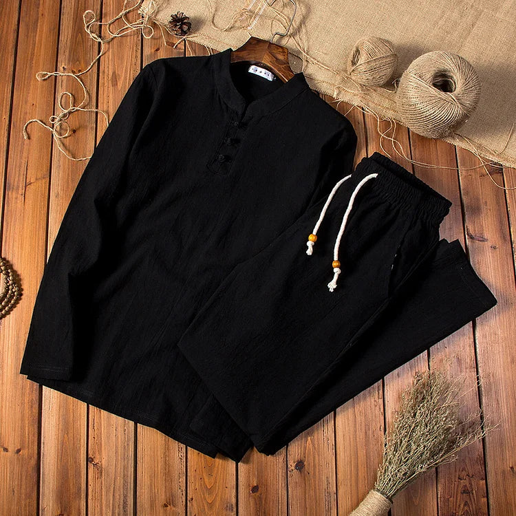 Zakenda | Ensemble 2 pièces chemise à manches longues et pantalon avec ceinture élastique
