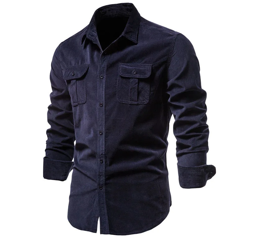Zakenda | Chemise élégante en velours côtelé avec col