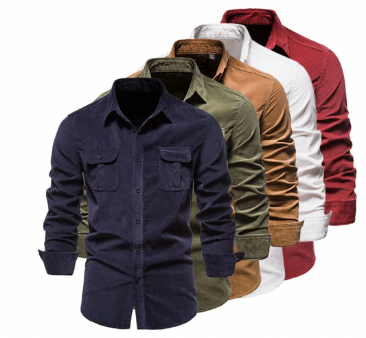 Zakenda | Chemise élégante en velours côtelé avec col
