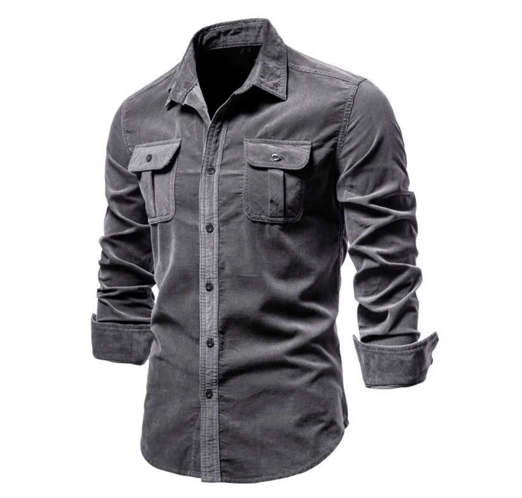 Zakenda | Chemise élégante en velours côtelé avec col