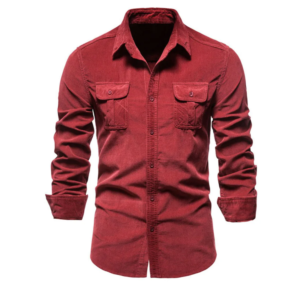 Zakenda | Chemise élégante en velours côtelé avec col