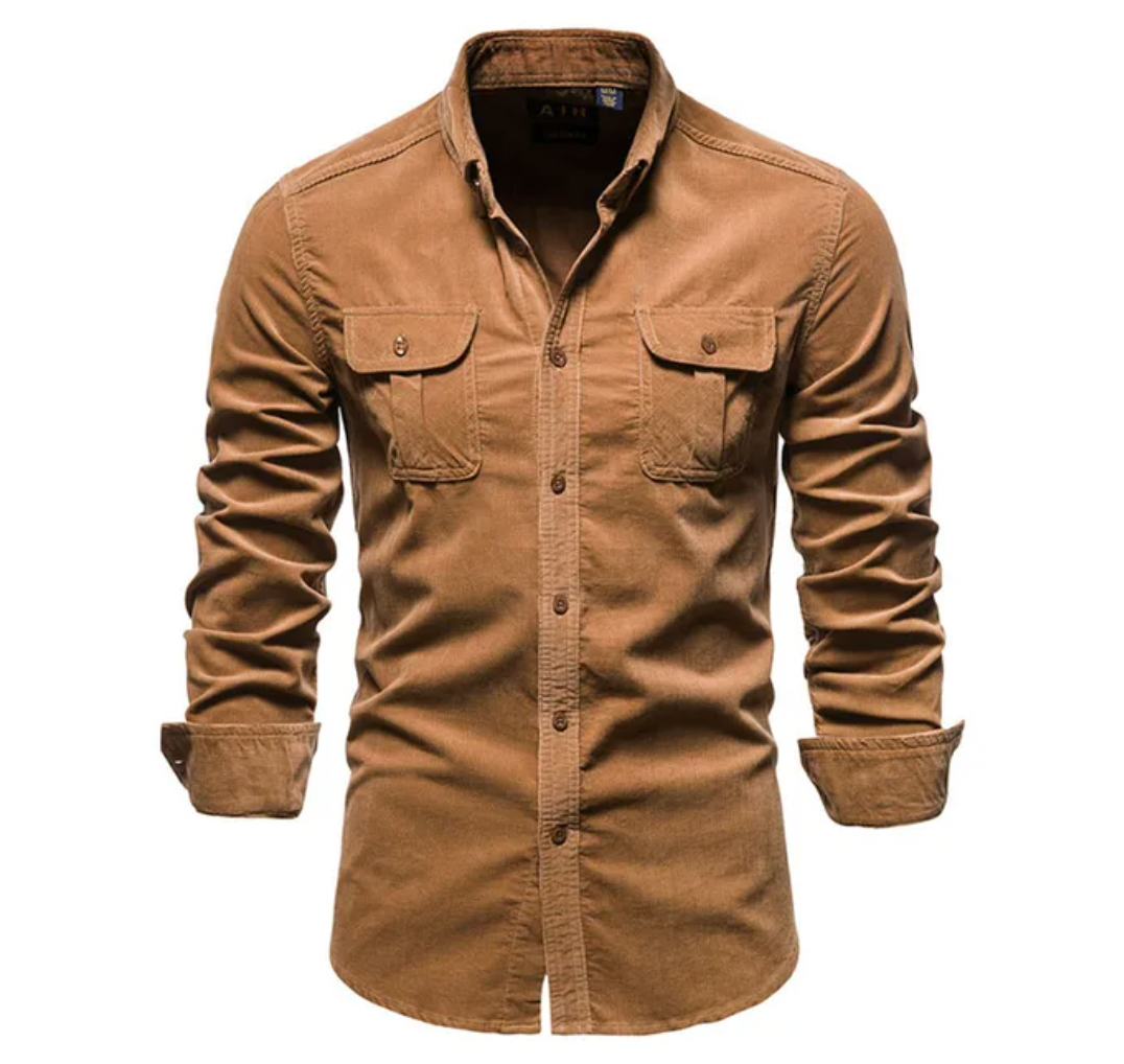 Zakenda | Chemise élégante en velours côtelé avec col