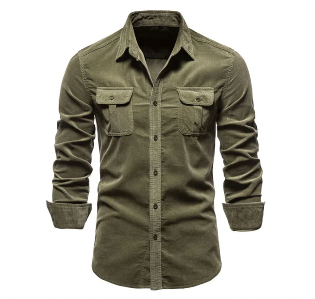Zakenda | Chemise élégante en velours côtelé avec col