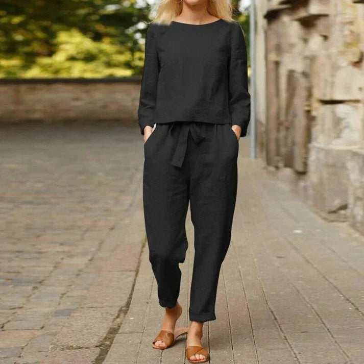 Zakenda | Bjarka - pantalon en lin avec chemise en lin
