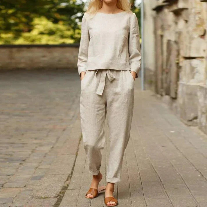 Zakenda | Bjarka - pantalon en lin avec chemise en lin
