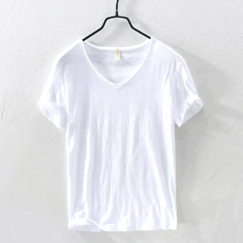 Zakenda | T-shirt blanc col V pour homme