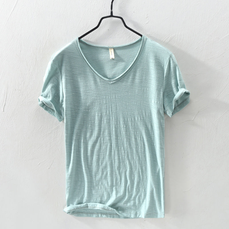 Zakenda | T-shirt blanc col V pour homme