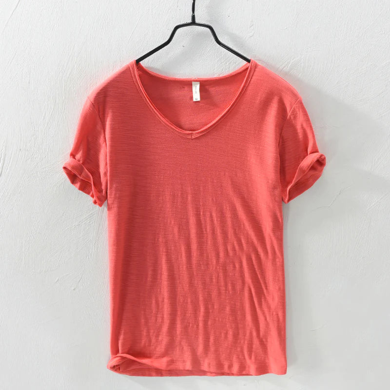 Zakenda | T-shirt blanc col V pour homme