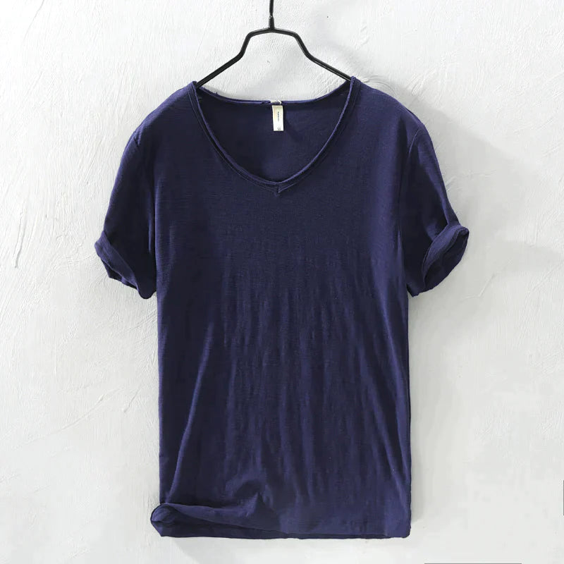 Zakenda | T-shirt blanc col V pour homme