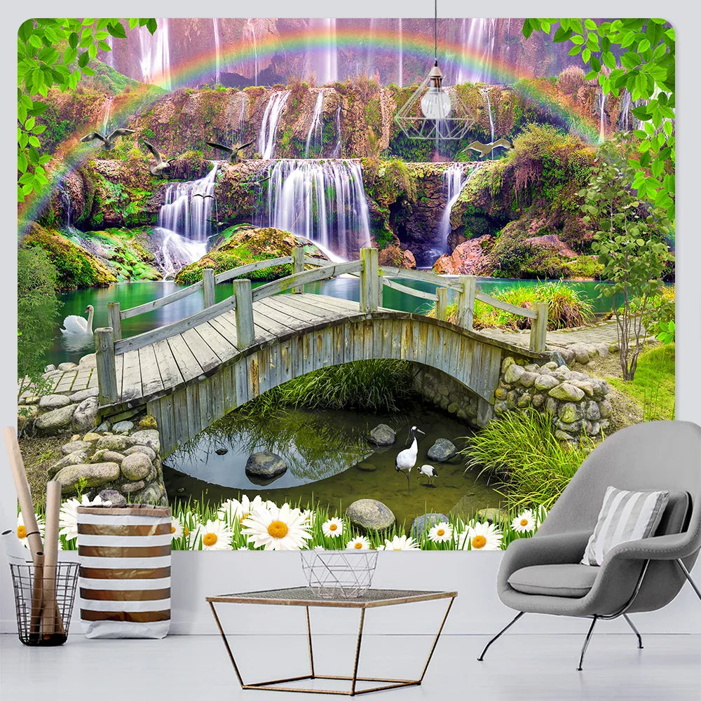 Forest Print Large Tapestry Boho Wall Hanging Bedroom Decor