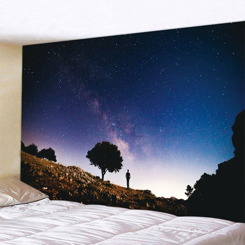 Night Sky Meteor Mandala Wall Hanging - Bohemian Yoga Mat & Home Decor
