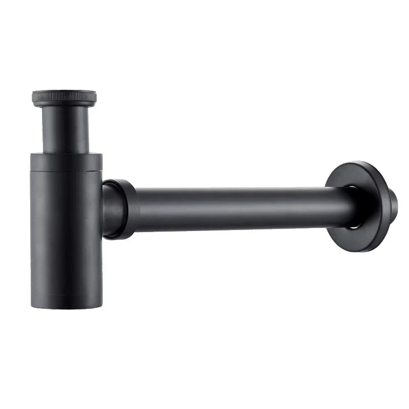 Brass Basin Wast Drain P-trap for Bathroom Sink - Black/Brushed Gold/Chrome
