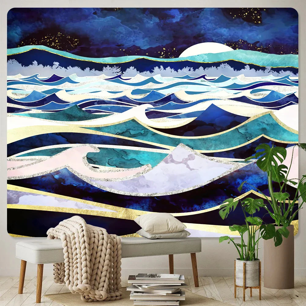 Nordic Psychedelic Bohemian Tapestry by - Home Decor, Beach Mat, Wall Hanging