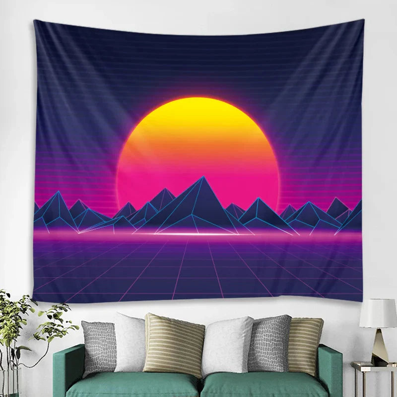 Sunrise Psychedelic Wall Tapestry Hippie Bohemian Home Decor Bed Sheet