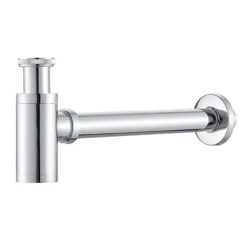 Brass Basin Wast Drain P-trap for Bathroom Sink - Black/Brushed Gold/Chrome