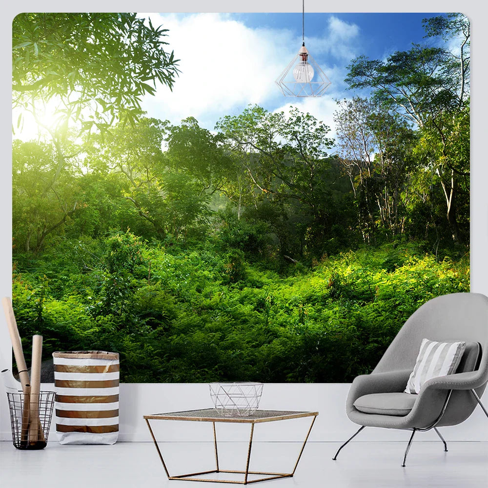 Forest Print Large Tapestry Boho Wall Hanging Bedroom Decor