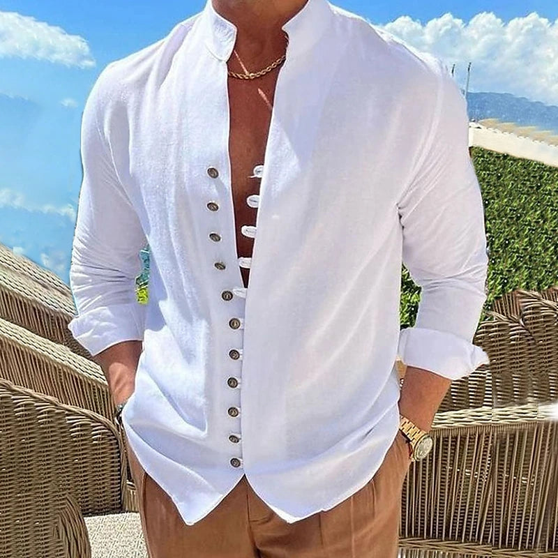 Zakenda | T-shirt homme Henley avec patte de boutonnage unique et coton doux