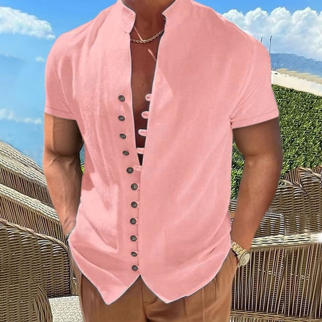 Zakenda | T-shirt homme Henley avec patte de boutonnage unique et coton doux