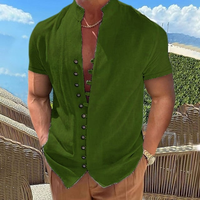Zakenda | T-shirt homme Henley avec patte de boutonnage unique et coton doux