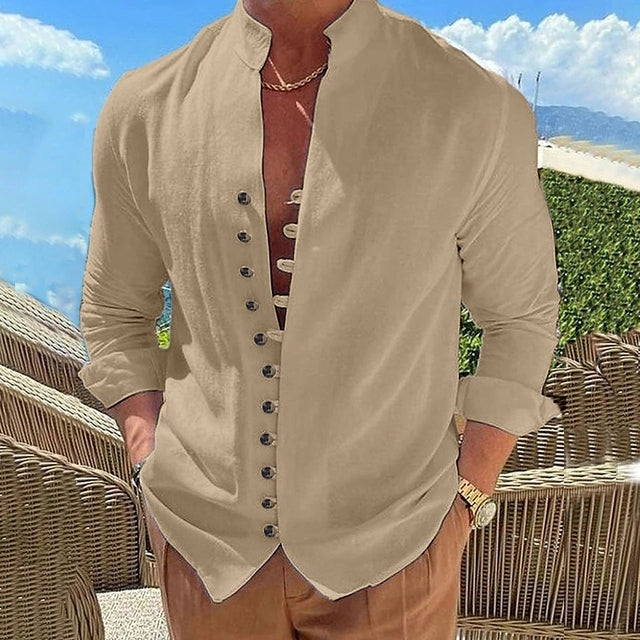 Zakenda | T-shirt homme Henley avec patte de boutonnage unique et coton doux