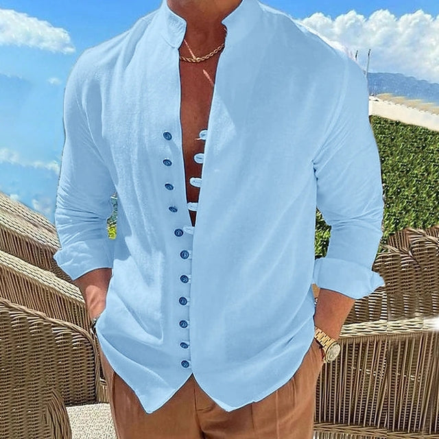 Zakenda | T-shirt homme Henley avec patte de boutonnage unique et coton doux