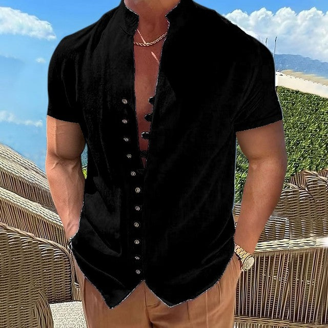 Zakenda | T-shirt homme Henley avec patte de boutonnage unique et coton doux