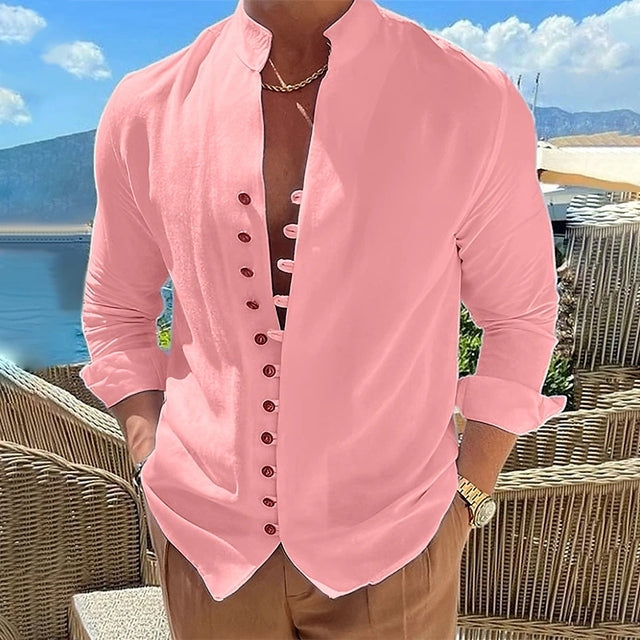 Zakenda | T-shirt homme Henley avec patte de boutonnage unique et coton doux