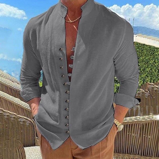 Zakenda | T-shirt homme Henley avec patte de boutonnage unique et coton doux