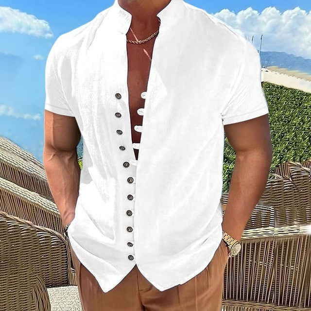 Zakenda | T-shirt homme Henley avec patte de boutonnage unique et coton doux